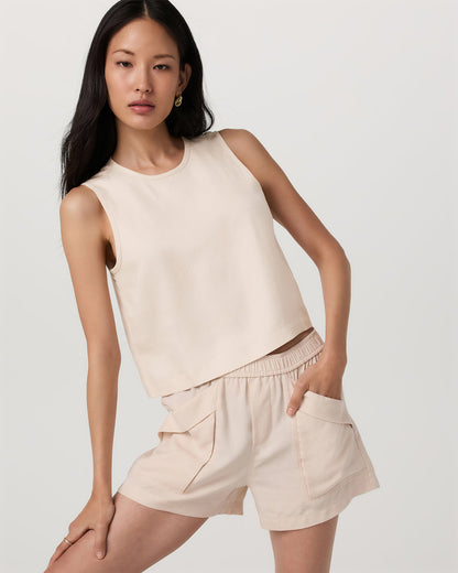 Trestles Twill Crop Tank Women's Sand Dollar Tank Top - Vuori