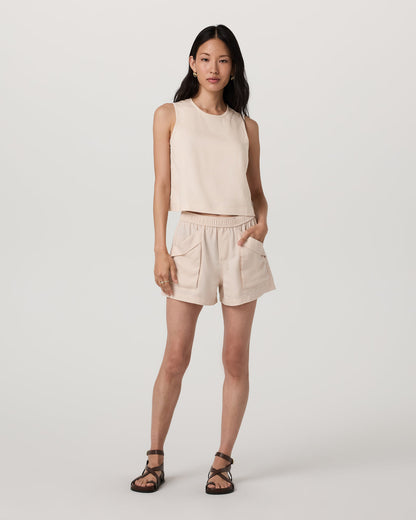 Trestles Twill Crop Tank Women's Sand Dollar Tank Top - Vuori