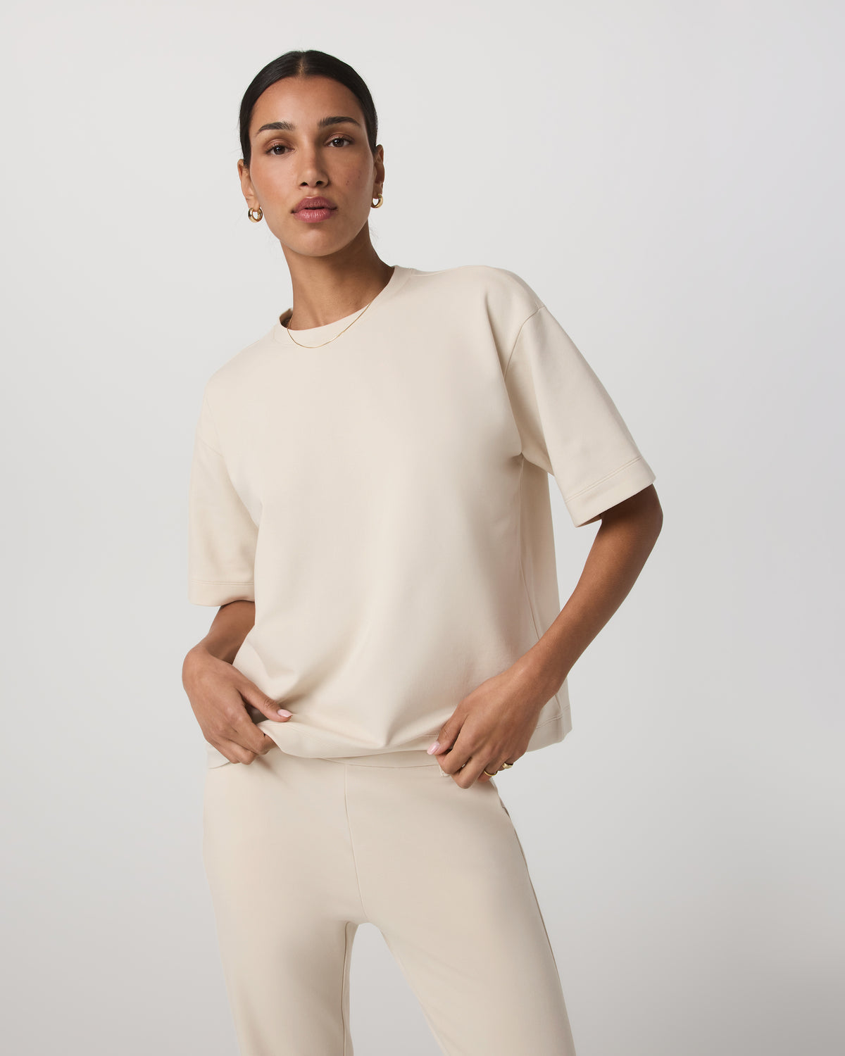 Short Sleeve Maven Oversized Tee Women's Bone Tee Shirt - Vuori