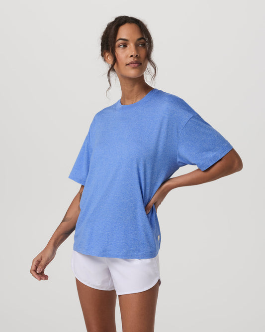 Energy Tee Long Women's Riviera Blue Heather Tee Shirt - Vuori