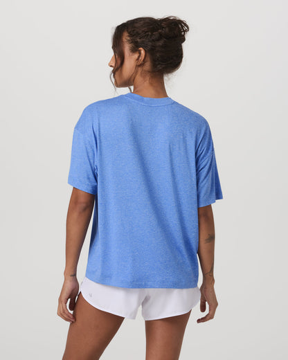 Energy Tee Long Women's Riviera Blue Heather Tee Shirt - Vuori
