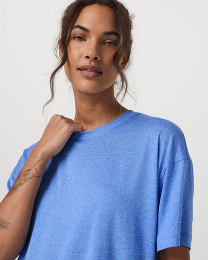 Energy Tee Long Women's Riviera Blue Heather Tee Shirt - Vuori