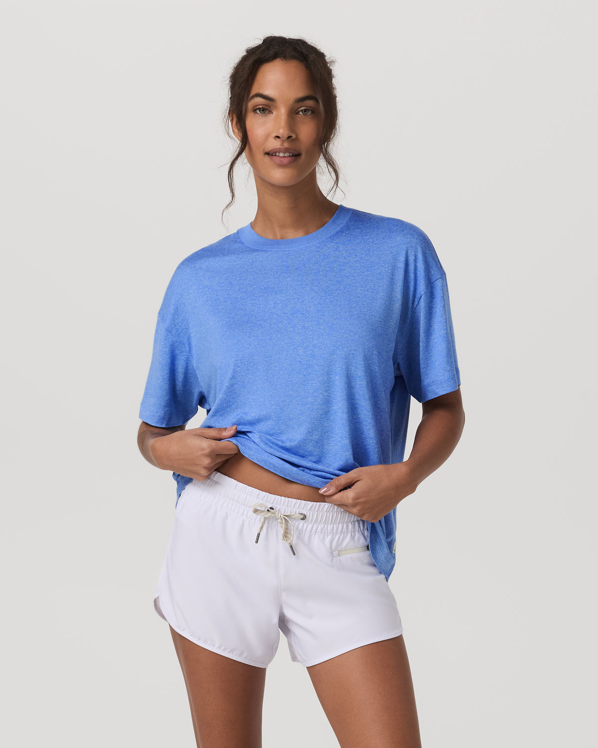 Energy Tee Long Women's Riviera Blue Heather Tee Shirt - Vuori