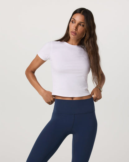 Pose Fitted Tee White Rib Knit Tee Clothing - Vuori