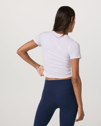Pose Fitted Tee White Rib Knit Tee Clothing - Vuori