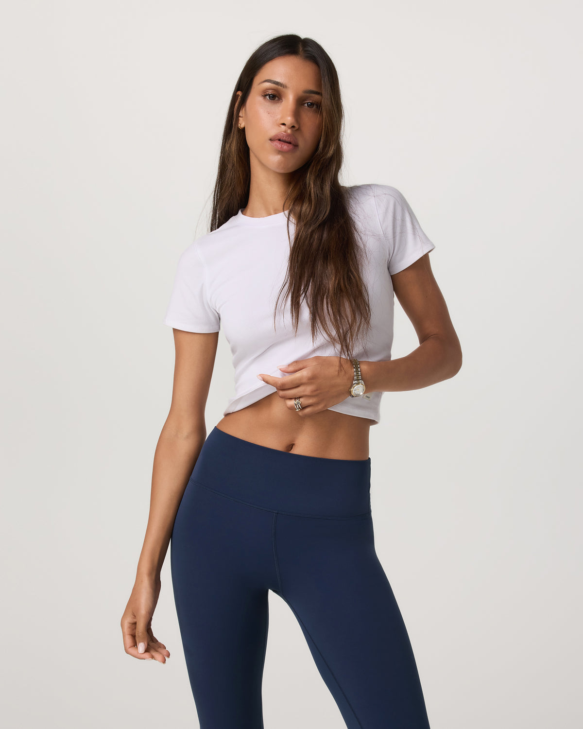 Pose Fitted Tee White Rib Knit Tee Clothing - Vuori