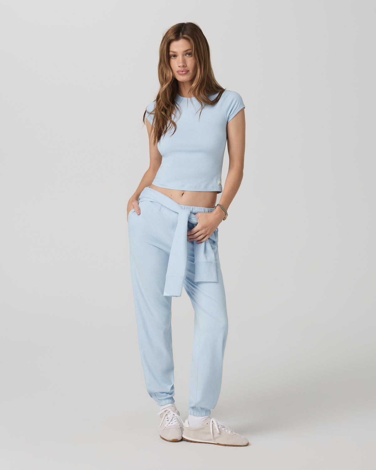 Halo Baby Tee Women's Soft Sky Heather Fitted Tee Shirt - Vuori
