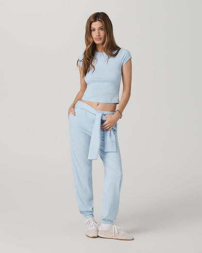 Halo Baby Tee Women's Soft Sky Heather Fitted Tee Shirt - Vuori