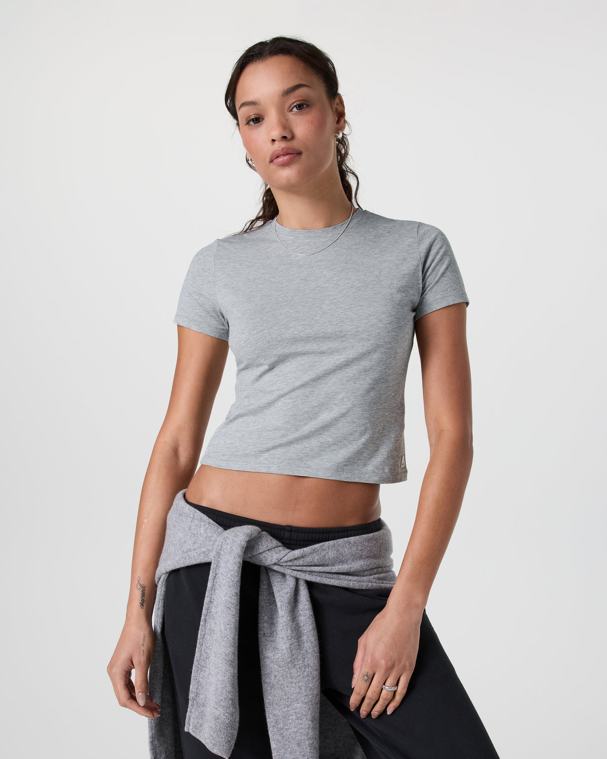 Feather Baby Tee Light Heather Grey - Vuori