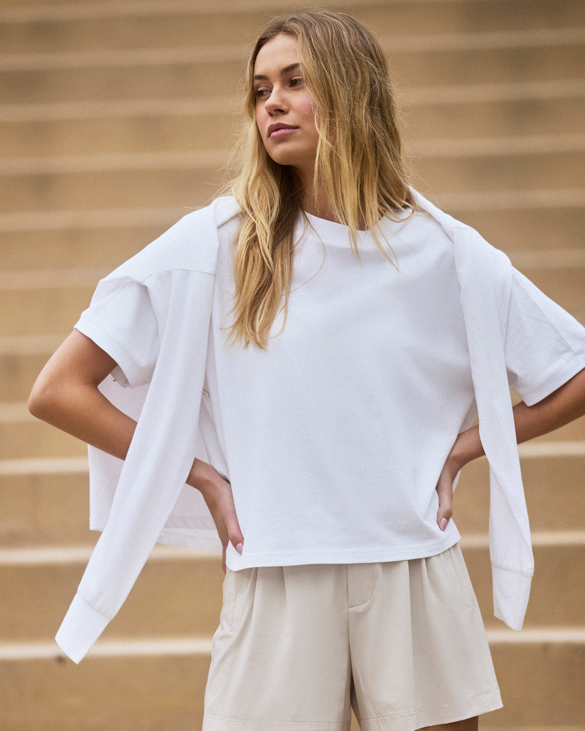 Short Sleeve Heavyweight Oversized Cotton Tee White - Vuori