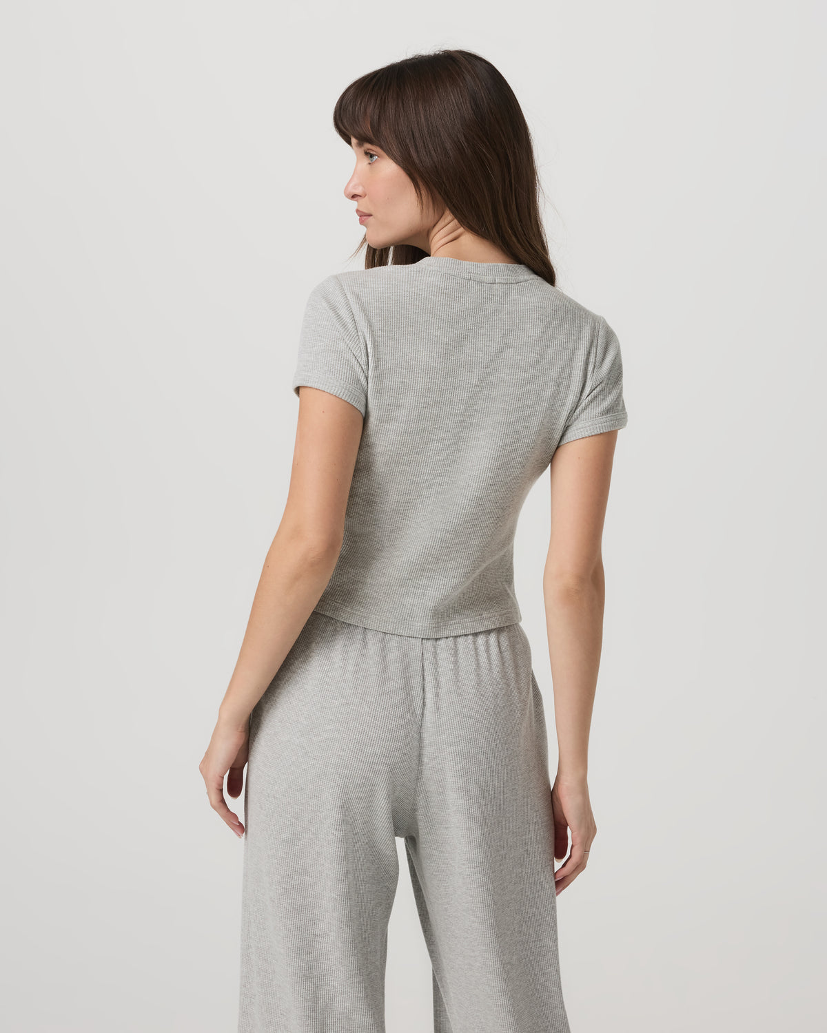Women's Short Sleeve Waffle Baby Tee Light Heather Grey - Vuori