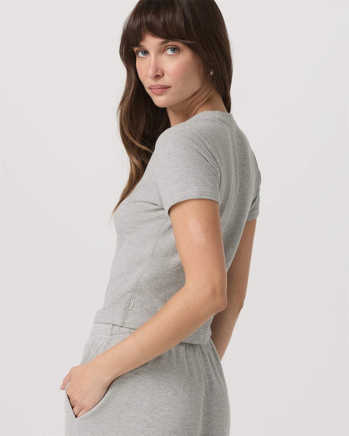 Women's Short Sleeve Waffle Baby Tee Light Heather Grey - Vuori