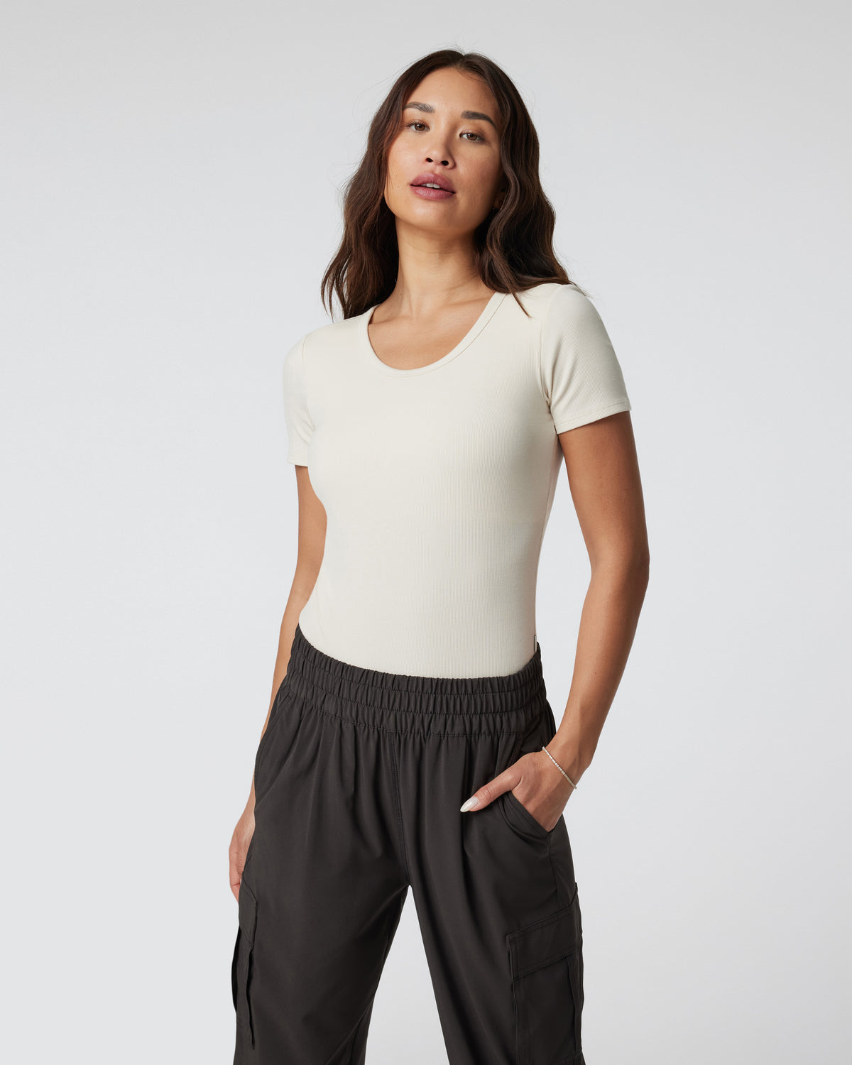 Short Sleeve Pose Bodysuit Milkweed Ribbed Bodysuit - Vuori