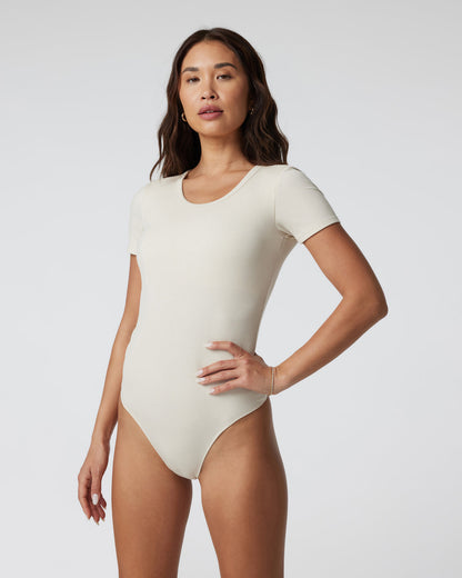 Short Sleeve Pose Bodysuit Milkweed Ribbed Bodysuit - Vuori