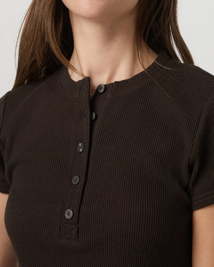 Short Sleeve Waffle Baby Tee Women's Dark Java T-Shirt - Vuori