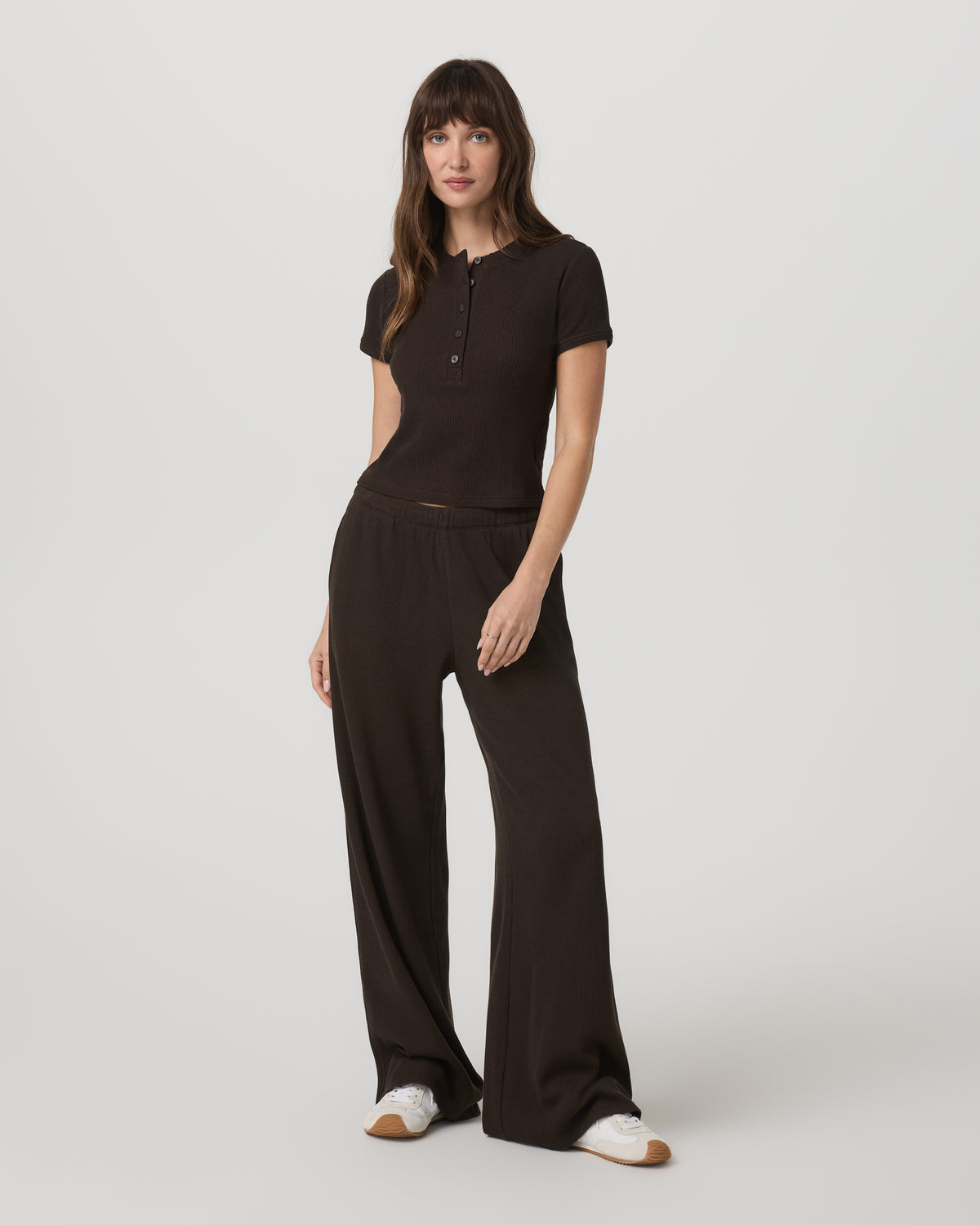 Short Sleeve Waffle Baby Tee Women's Dark Java T-Shirt - Vuori