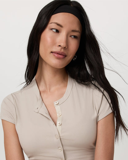 Short Sleeve Pose Button Up Women's Mushroom Crewneck - Vuori