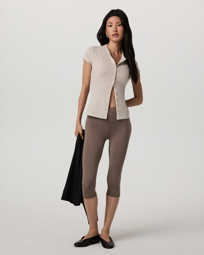 Short Sleeve Pose Button Up Women's Mushroom Crewneck - Vuori