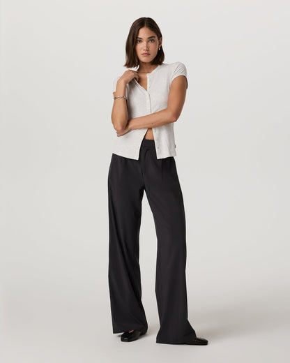 Women's Short Sleeve Pose Button Up White Heather Grey - Vuori