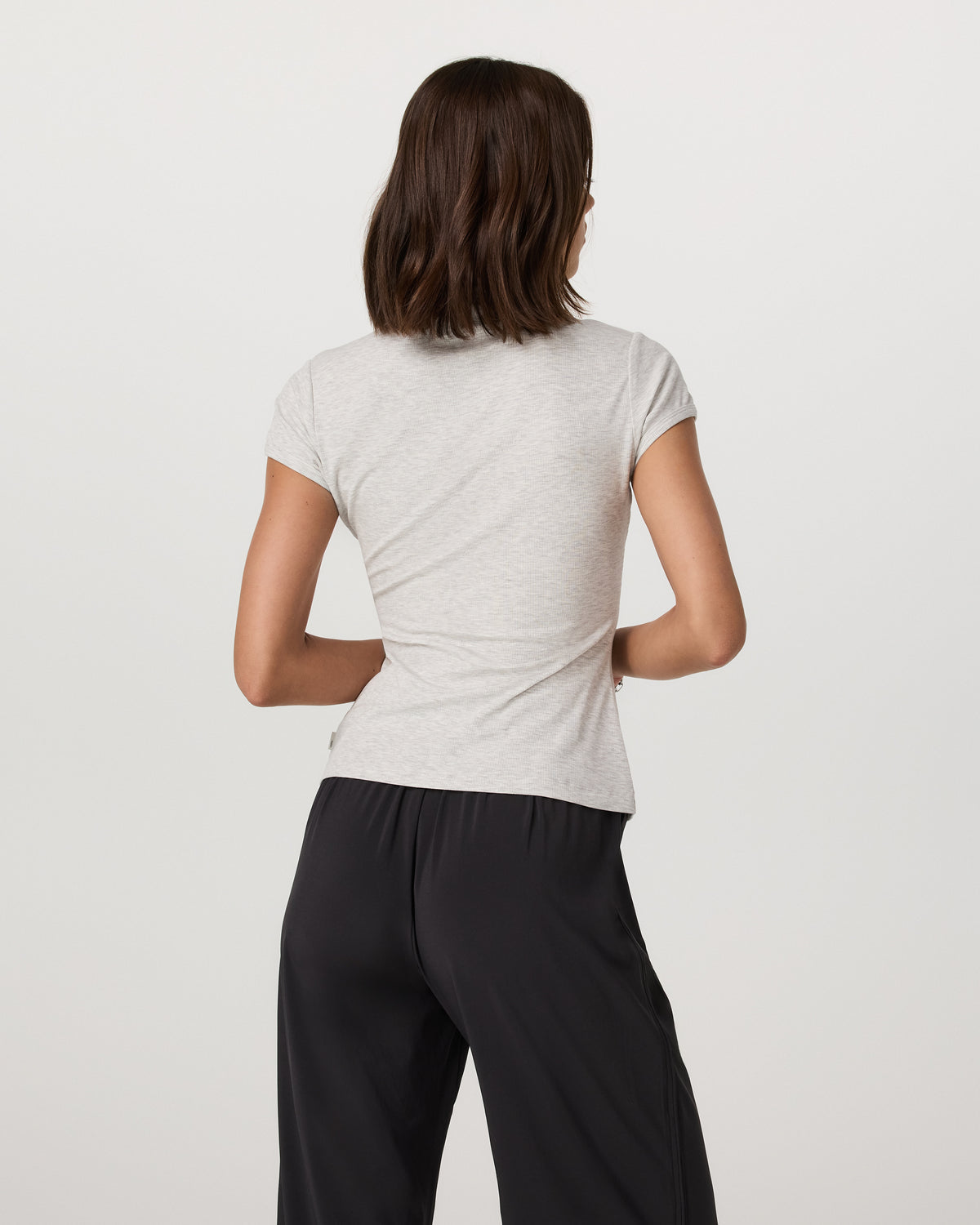 Women's Short Sleeve Pose Button Up White Heather Grey - Vuori