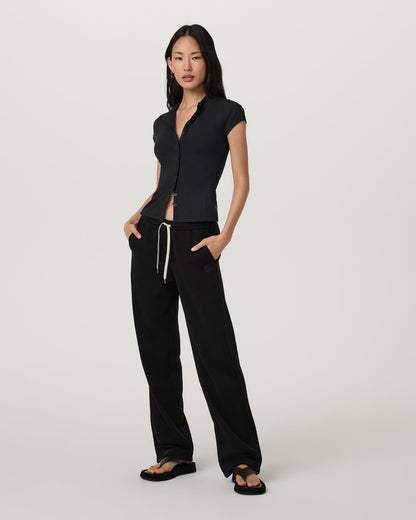 Short Sleeve Pose Button Up Women's Black Crewneck| Vuori - Vuori
