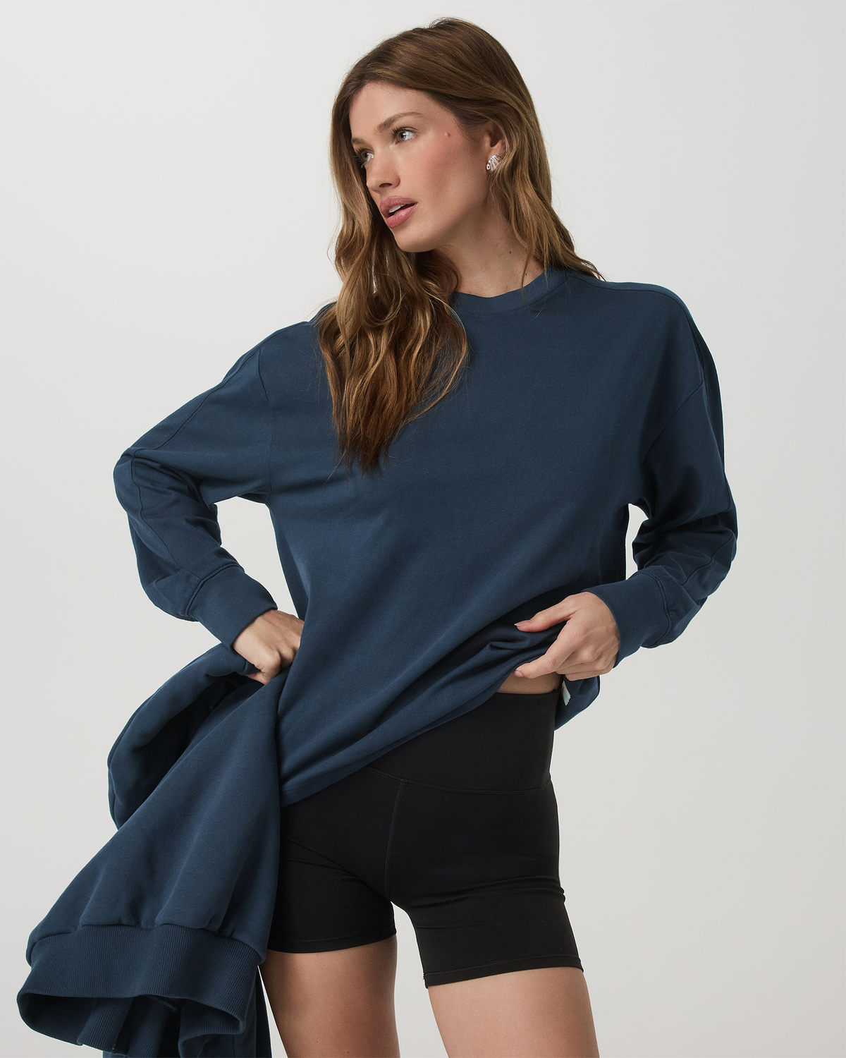Long Sleeve Heavyweight Cotton Tee Ocean Blue Tee Shirt - Vuori