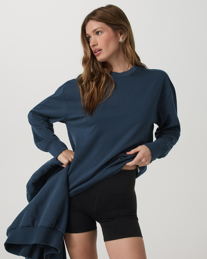 Long Sleeve Heavyweight Cotton Tee Ocean Blue Tee Shirt - Vuori