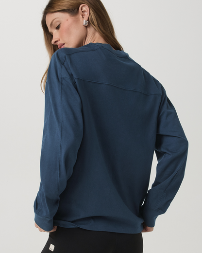 Long Sleeve Heavyweight Cotton Tee Ocean Blue Tee Shirt - Vuori