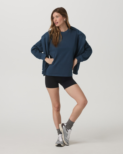 Long Sleeve Heavyweight Cotton Tee Ocean Blue Tee Shirt - Vuori