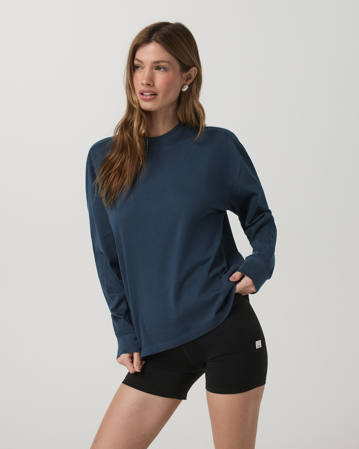 Long Sleeve Heavyweight Cotton Tee Ocean Blue Tee Shirt - Vuori
