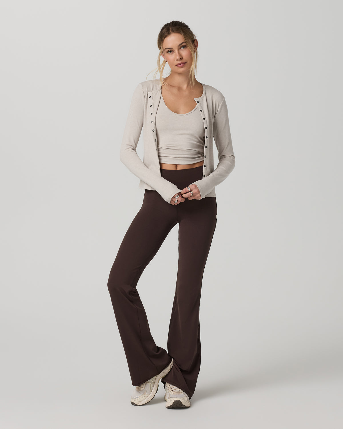 Long Sleeve Pose Twin Cardigan Women's Ecru Heather Top - Vuori