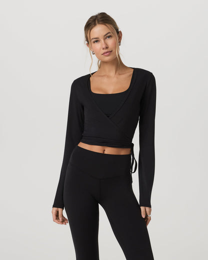 Vuori AllTheForm™ Wrap Top Women's Black Wrap Top - Vuori