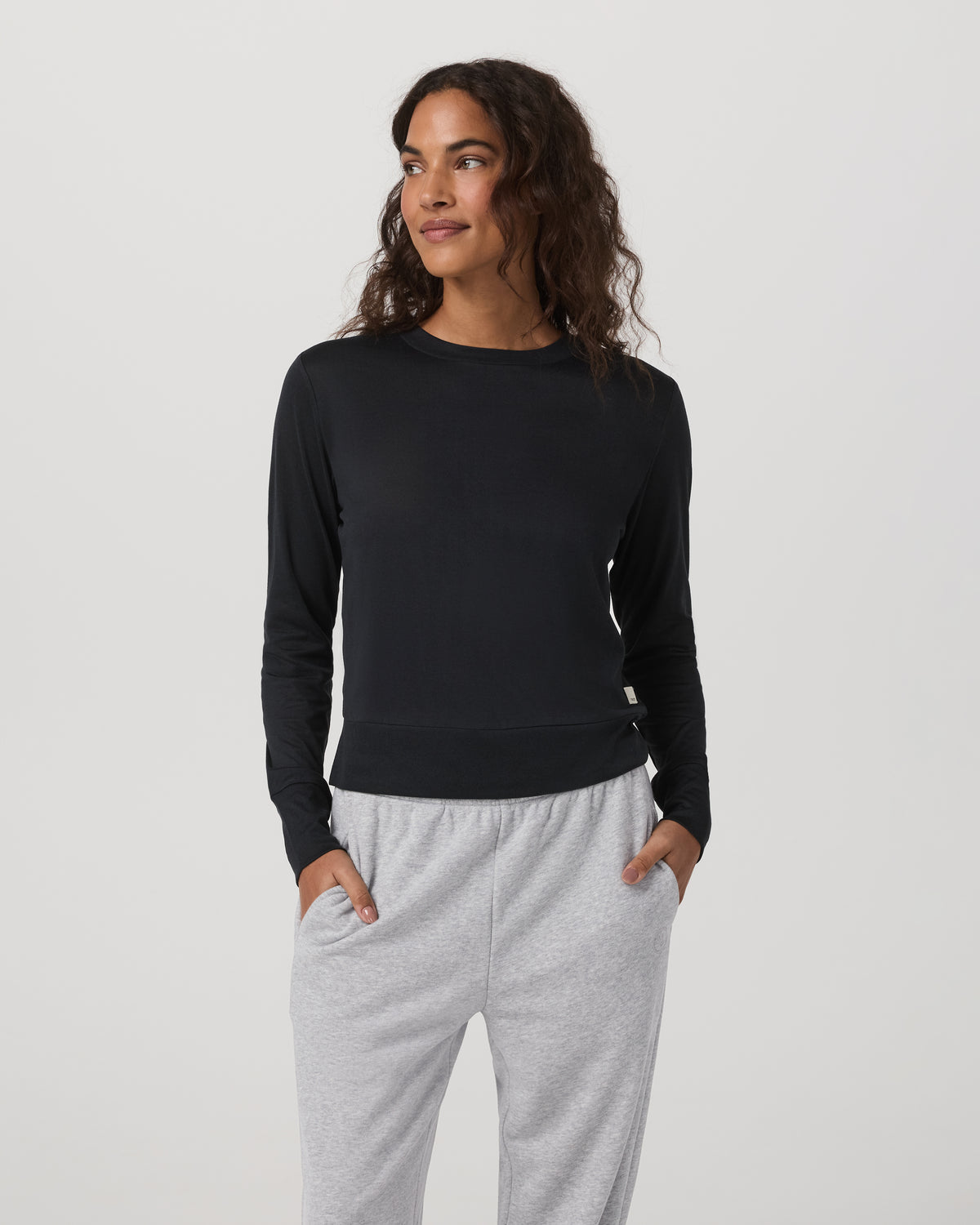 Daydream Crew Lightweight Black Long Sleeve Shirt - Vuori