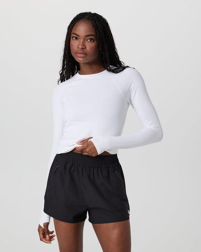 Long Sleeve Seamless Surge Tee White - Vuori