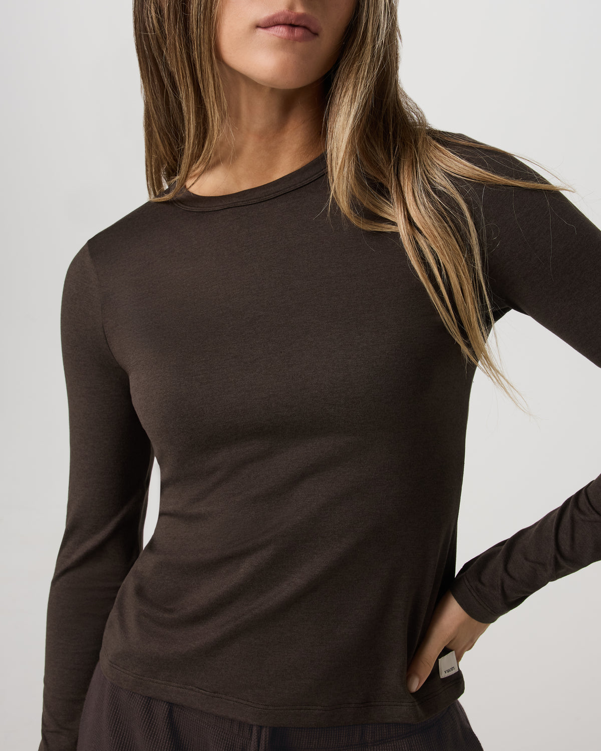 Long Sleeve Halo Essential Crew Tee Dark Java Heather - Vuori
