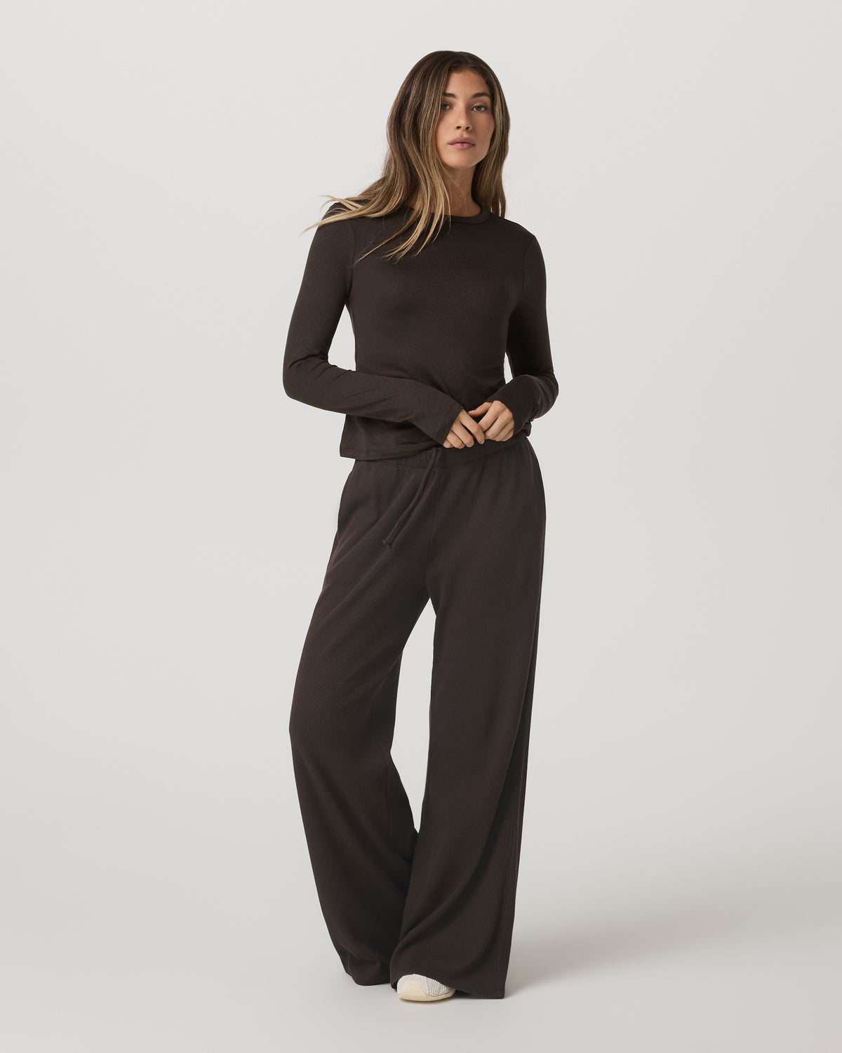 Long Sleeve Halo Essential Crew Tee Dark Java Heather - Vuori