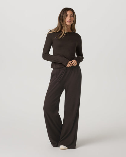 Long Sleeve Halo Essential Crew Tee Dark Java Heather - Vuori