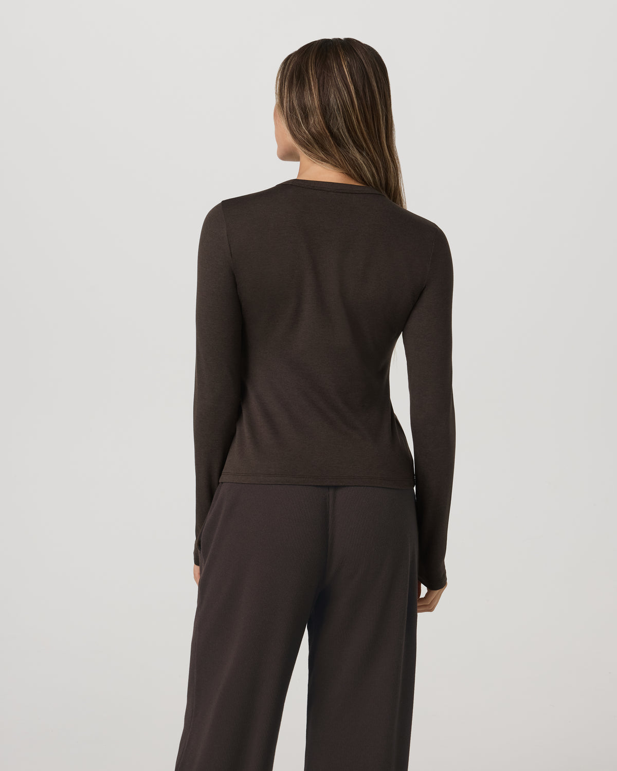 Long Sleeve Halo Essential Crew Tee Dark Java Heather - Vuori