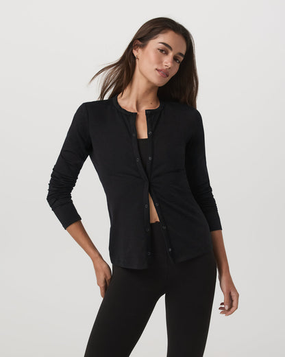 Women's Long Sleeve Halo Snap Cardigan Black Heather - Vuori