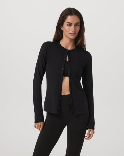 Women's Long Sleeve Halo Snap Cardigan Black Heather - Vuori
