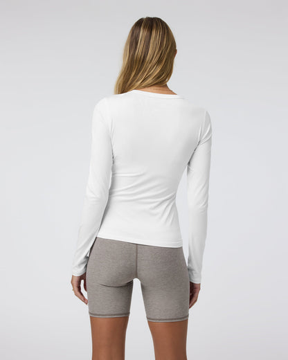 Long Sleeve Lux Crew Tee White - Vuori