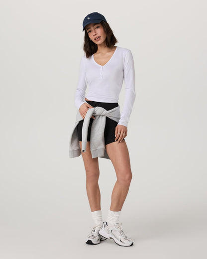 Long Sleeve Tuvalu Henley Women's White Shirt - Vuori