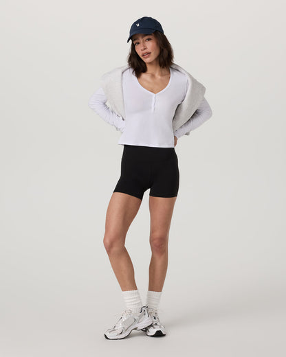 Long Sleeve Tuvalu Henley Women's White Shirt - Vuori