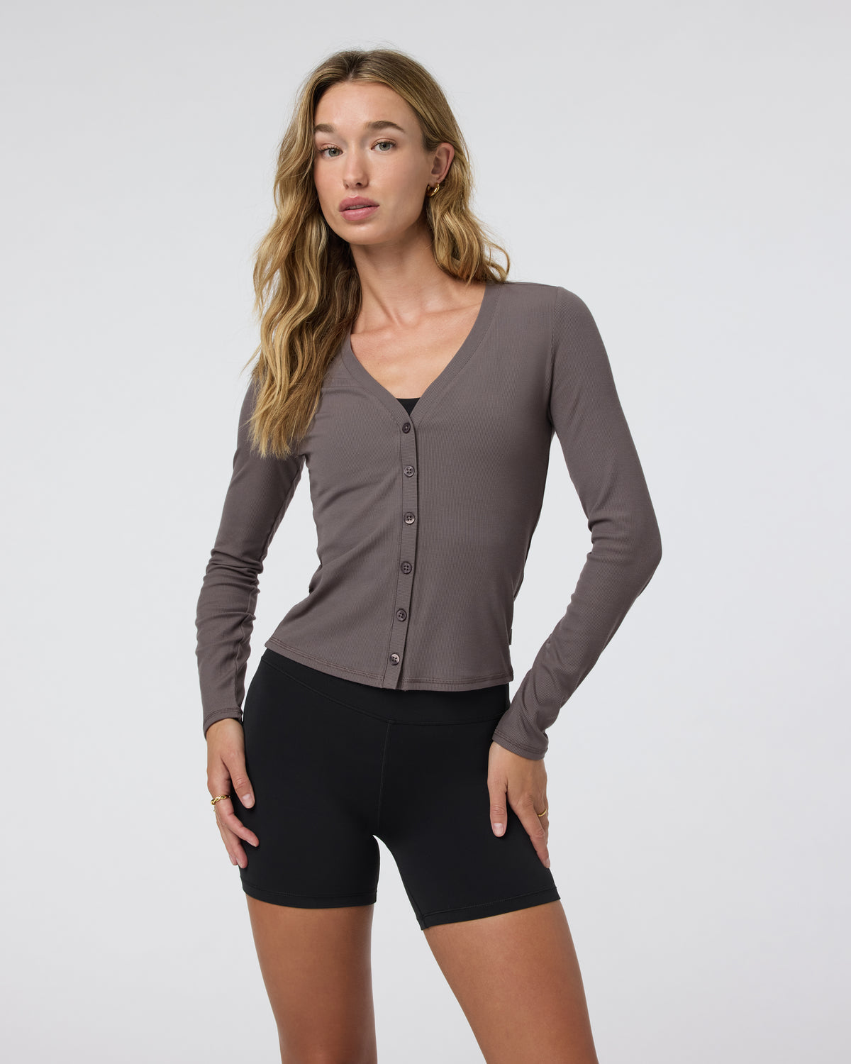 Long Sleeve Pose Cardigan Chia Ribbed Cardigan - Vuori