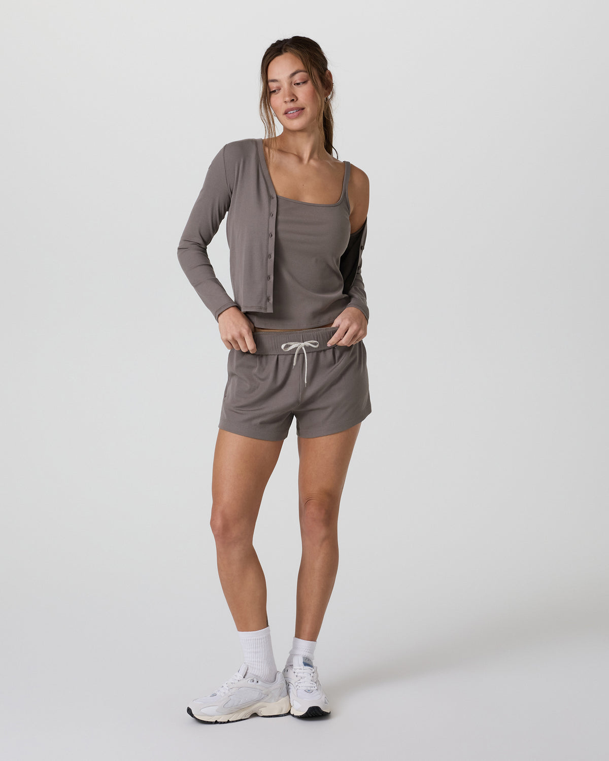 Long Sleeve Pose Cardigan Chia Ribbed Cardigan - Vuori
