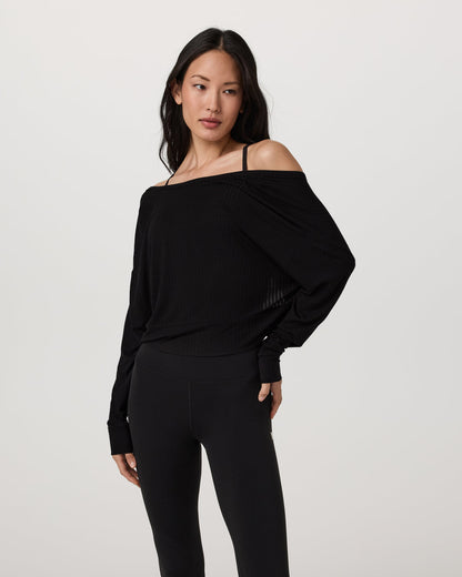 Long Sleeve Twist Top Women's Black Twist Top - Vuori