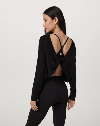Long Sleeve Twist Top Women's Black Twist Top - Vuori