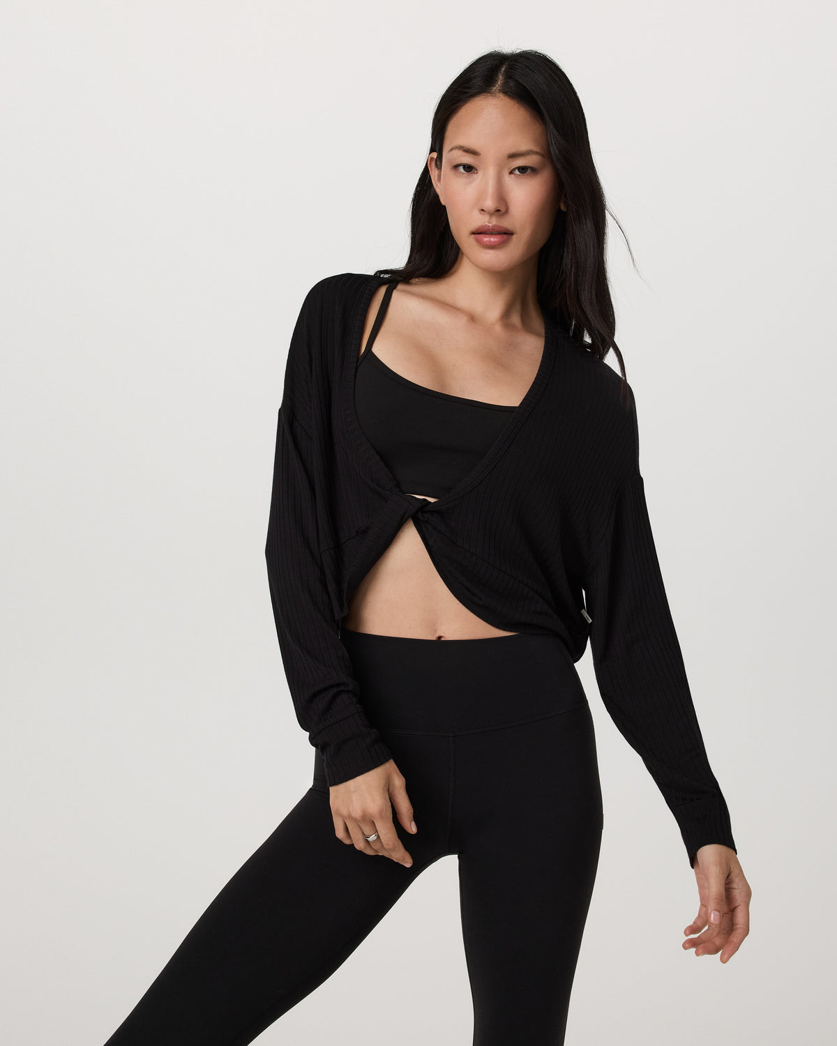 Long Sleeve Twist Top Women's Black Twist Top - Vuori