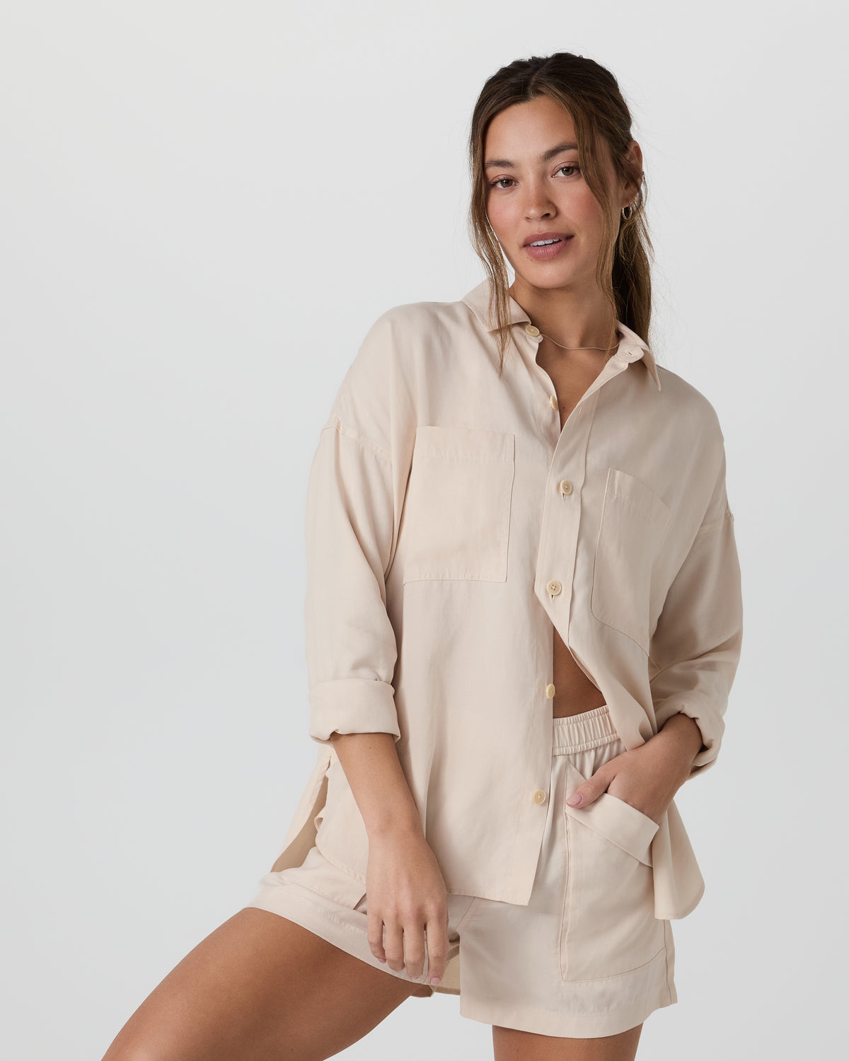 Trestles Twill Button Up Sand Dollar - Vuori