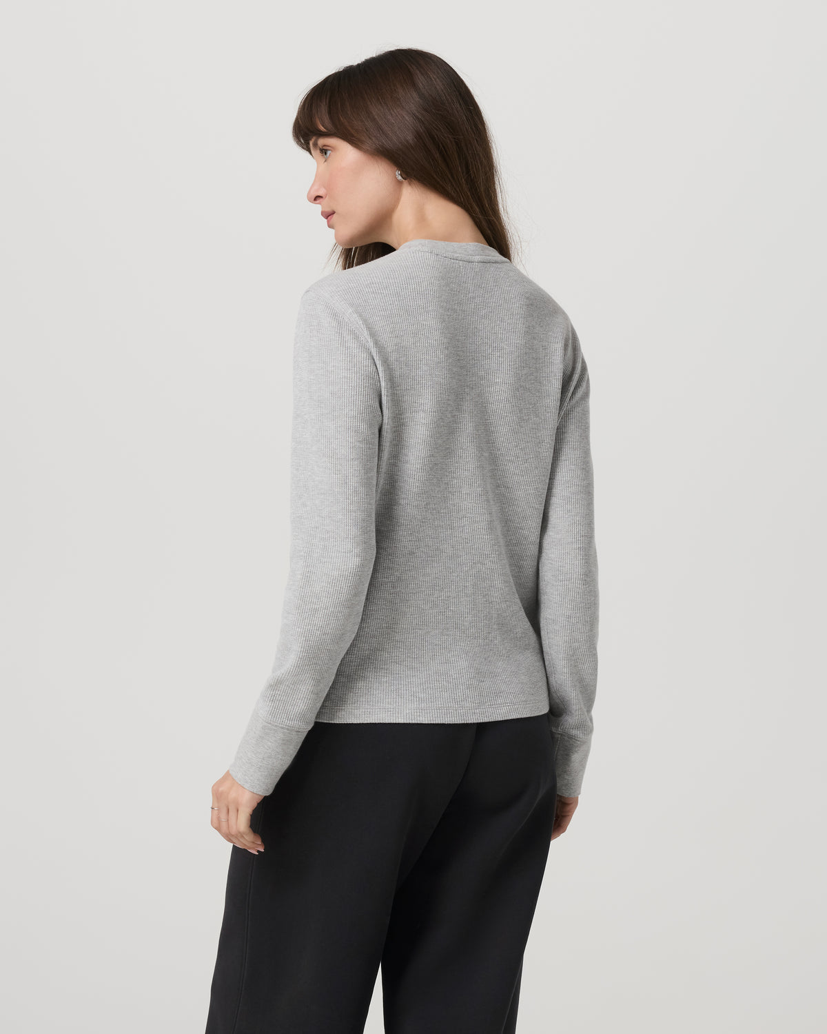 Long Sleeve Waffle Top Women's Light Heather Grey Tee - Vuori
